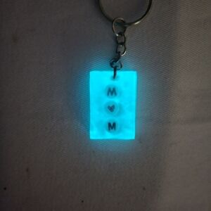 5/$25 Handmade resin epoxy glow in the dark mom keychain